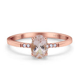 14K Rose Gold 1.28ct Oval 8mmx6mm G SI Natural Morganite Diamond Engagement Wedding Ring Size 6.5