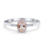 14K White Gold 1.28ct Oval 8mmx6mm G SI Natural Morganite Diamond Engagement Wedding Ring Size 6.5