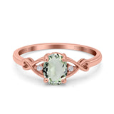 14K Rose Gold 1.24ct Oval Filigree Infinity 8mmx6mm G SI Natural Green Amethyst Diamond Engagement Wedding Ring Size 6.5