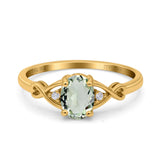 14K Yellow Gold 1.24ct Oval Filigree Infinity 8mmx6mm G SI Natural Green Amethyst Diamond Engagement Wedding Ring Size 6.5