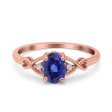 14K Rose Gold 1.24ct Oval Filigree Infinity 8mmx6mm G SI Nano Blue Sapphire Diamond Engagement Wedding Ring Size 6.5
