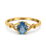 14K Yellow Gold 1.24ct Oval Filigree Infinity 8mmx6mm G SI London Blue Topaz Diamond Engagement Wedding Ring Size 6.5