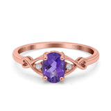 14K Rose Gold 1.24ct Oval Filigree Infinity 8mmx6mm G SI Natural Amethyst Diamond Engagement Wedding Ring Size 6.5