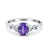 14K White Gold 1.24ct Oval Filigree Infinity 8mmx6mm G SI Natural Amethyst Diamond Engagement Wedding Ring Size 6.5