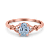 14K Rose Gold 1.24ct Oval Filigree Infinity 8mmx6mm G SI Natural Aquamarine Diamond Engagement Wedding Ring Size 6.5