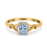 14K Yellow Gold 1.24ct Oval Filigree Infinity 8mmx6mm G SI Natural Aquamarine Diamond Engagement Wedding Ring Size 6.5