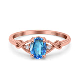 14K Rose Gold 1.24ct Oval Filigree Infinity 8mmx6mm G SI Natural Blue Topaz Diamond Engagement Wedding Ring Size 6.5