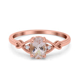 14K Rose Gold 1.24ct Oval Filigree Infinity 8mmx6mm G SI Natural Morganite Diamond Engagement Wedding Ring Size 6.5