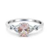 14K White Gold 1.24ct Oval Filigree Infinity 8mmx6mm G SI Natural Morganite Diamond Engagement Wedding Ring Size 6.5