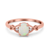 14K Rose Gold 0.03ct Oval Filigree Infinity 8mmx6mm G SI Natural Rose Opal Diamond Engagement Wedding Ring Size 6.5