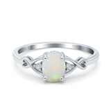 14K White Gold 0.03ct Oval Filigree Infinity 8mmx6mm G SI Natural White Opal Diamond Engagement Wedding Ring Size 6.5