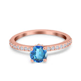 14K Rose Gold 1.14ct Round Accent Vintage 6mm G SI Natural Blue Topaz Diamond Engagement Wedding Ring Size 6.5