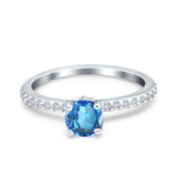 14K White Gold 1.14ct Round Accent Vintage 6mm G SI Natural Blue Topaz Diamond Engagement Wedding Ring Size 6.5