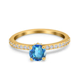 14K Yellow Gold 1.14ct Round Accent Vintage 6mm G SI Natural Blue Topaz Diamond Engagement Wedding Ring Size 6.5