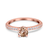 14K Rose Gold 1.14ct Round Accent Vintage 6mm G SI Natural Morganite Diamond Engagement Wedding Ring Size 6.5