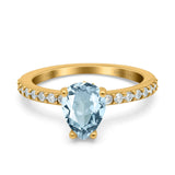 14K Yellow Gold 1.54ct Teardrop Pear Accent 8mmx6mm G SI Natural Aquamarine Diamond Engagement Wedding Ring Size 6.5