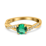 14K Yellow Gold 0.98ct Round Art Deco 6mm G SI Nano Emerald Diamond Engagement Wedding Ring Size 6.5