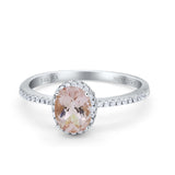 14K White Gold 1.41ct Oval 8mmx6mm Fashion Accent G SI Natural Morganite Diamond Engagement Wedding Ring Size 6.5
