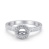 14K White Gold 0.21ct Round Halo 6.5mm G SI Semi Mount Diamond Engagement Wedding Ring