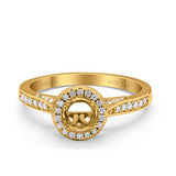 14K Yellow Gold 0.21ct Round Halo 6.5mm G SI Semi Mount Diamond Engagement Wedding Ring