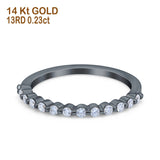 14K Black Gold 0.23ct Diamond Round Vintage Half Eternity 1.8mm Band Engagement Ring Size 6.5
