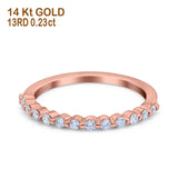14K Rose Gold 0.23ct Diamond Round Vintage Half Eternity 1.8mm Band Engagement Ring Size 6.5