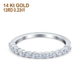 14K White Gold 0.23ct Diamond Round Vintage Half Eternity 1.8mm Band Engagement Ring Size 6.5