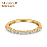 14K Yellow Gold 0.23ct Diamond Round Vintage Half Eternity 1.8mm Band Engagement Ring Size 6.5