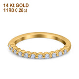 14K Yellow Gold 0.28ct Diamond Round Half Eternity 1.9mm Band Engagement Ring Size 6.5