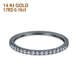 14K Black Gold 0.16ct Diamond Half Eternity Round 2mm Band Engagement Ring Size 6.5