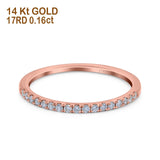 14K Rose Gold 0.16ct Diamond Half Eternity Round 2mm Band Engagement Ring Size 6.5