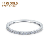 14K White Gold 0.16ct Diamond Half Eternity Round 2mm Band Engagement Ring Size 6.5