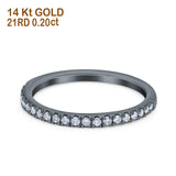 14K Black Gold 0.20ct Diamond Half Eternity Round 1.8mm Band Engagement Ring Size 6.5
