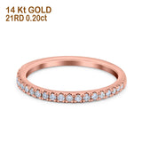 14K Rose Gold 0.20ct Diamond Half Eternity Round 1.8mm Band Engagement Ring Size 6.5