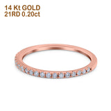 14K Rose Gold 0.20ct Diamond 1.5mm Wedding Band Half Eternity Ring Size 6.5