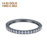 14K Black Gold 0.28ct Diamond Half Eternity 1.7mm Wedding Band Ring Size 6.5