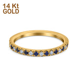 14K Yellow Gold Natural Sapphire 0.23ct Diamond 3mm Wedding Band Half Eternity Ring Size 6.5