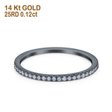 14K Black Gold Half Eternity 0.12ct Diamond 1.3mm Band Engagement Ring Size 6.5