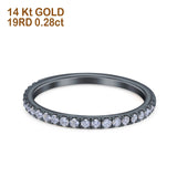14K Black Gold 0.28ct Round 1.6mm G SI Stacking Half Eternity Diamond Bands Engagement Wedding Ring Size 6.5