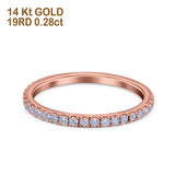 14K Rose Gold 0.28ct Round 1.6mm G SI Stacking Half Eternity Diamond Bands Engagement Wedding Ring Size 6.5