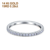 14K White Gold 0.28ct Round 1.6mm G SI Stacking Half Eternity Diamond Bands Engagement Wedding Ring Size 6.5