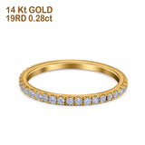 14K Yellow Gold 0.28ct Round 1.6mm G SI Stacking Half Eternity Diamond Bands Engagement Wedding Ring Size 6.5