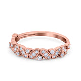 14K Rose Gold 0.23ct Marquise & Round 4.5mm G SI Art Deco Half Eternity Diamond Band Engagement Wedding Ring Size 6.5