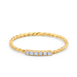 14K Yellow Gold 0.06ct Round 1.5mm G SI Twist Braided Cable Diamond Eternity Band Engagement Wedding Ring Size 6.5