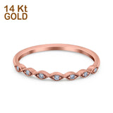 14K Rose Gold Diamond Engagement 1.5mm Band Ring Half Eternity 0.07ct Size 6.5