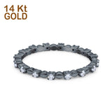 14K Black Gold 0.24ct Diamond 1.5mm Wedding Band Full Eternity Ring Size 6.5