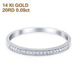 14K White Gold 0.09ct Round 2mm G SI Stackable Anniversary Diamond Engagement Half Eternity Wedding Ring Size 6.5