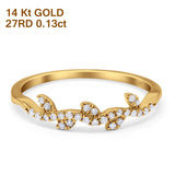 14K Yellow Gold 0.13ct Round 4.5mm G SI Half Eternity Leaf Vine Trendy Stackable Diamond Engagement Wedding Ring Size 6.5