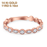 14K Rose Gold 0.10ct Round 2.75mm G SI Half Eternity Stackable Diamond Rinze Engagement Wedding Ring Size 6.5