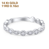 14K White Gold 0.10ct Round 2.75mm G SI Half Eternity Stackable Diamond Rinze Engagement Wedding Ring Size 6.5